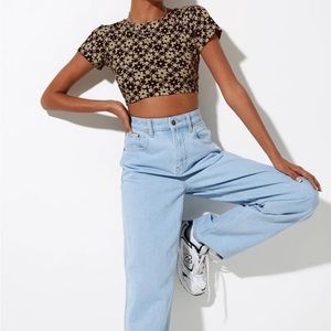 Tindy Crop Top in Patchwork Daisy Brown